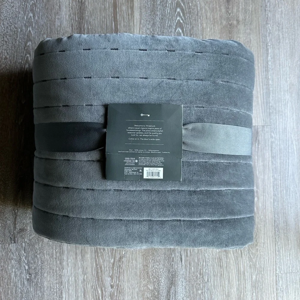 Threshold Channel Stitch Velet Quilt-Charcoal Gray,100% Cotton Velvet-Full/Queen